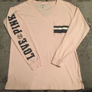 VS PINK Long Sleeve V-neck Shirt - Size Medium